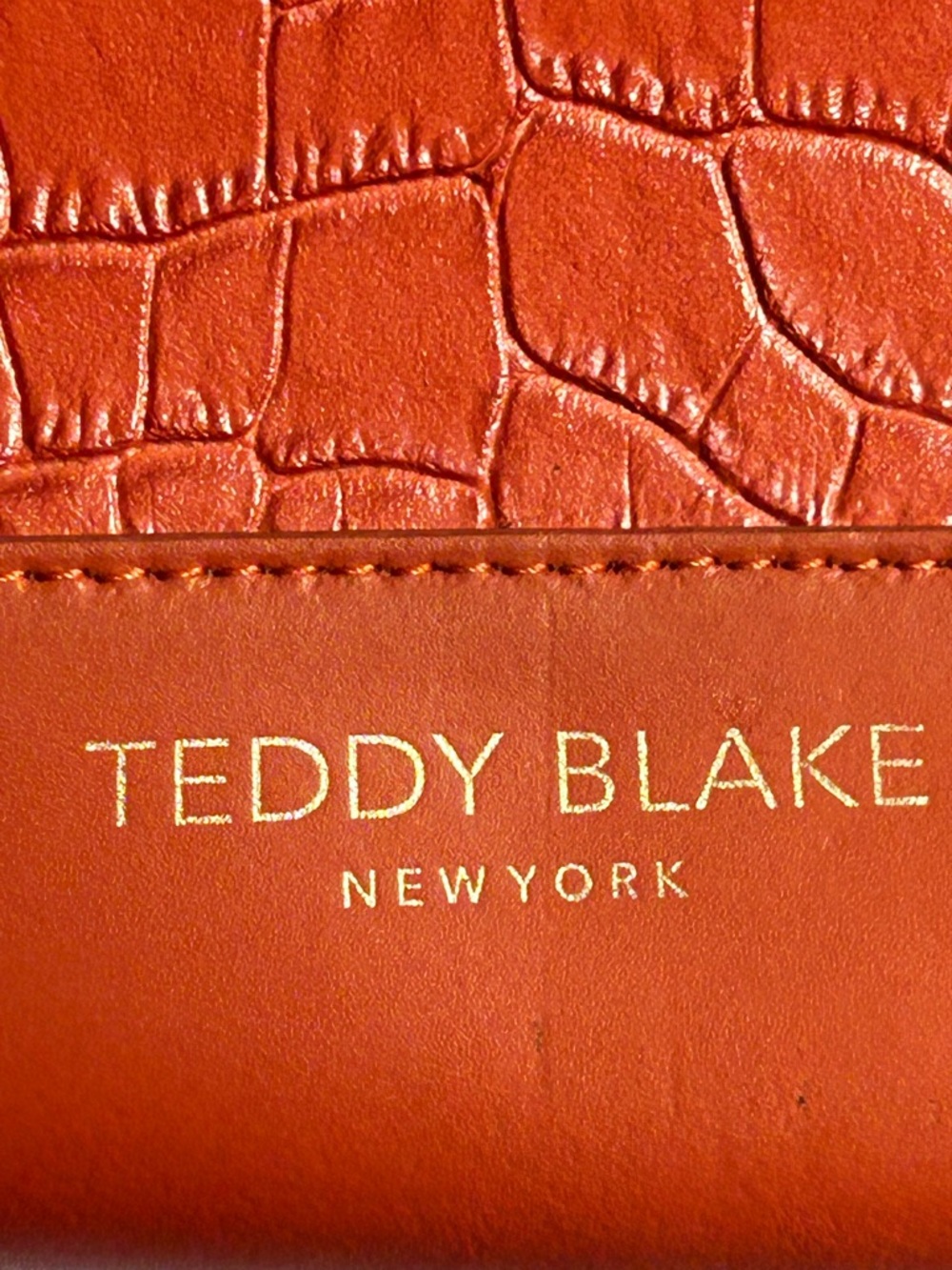 Teddy Blake Orange Croc-Embossed Leather Satchel Purse - Picture 2 of 10